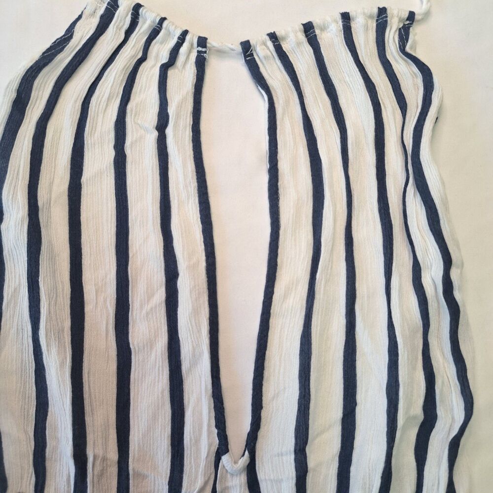 Abercrombie & Fitch White Navy Striped Romper S Halter Tassel y2k boho twee chic - Picture 3 of 9